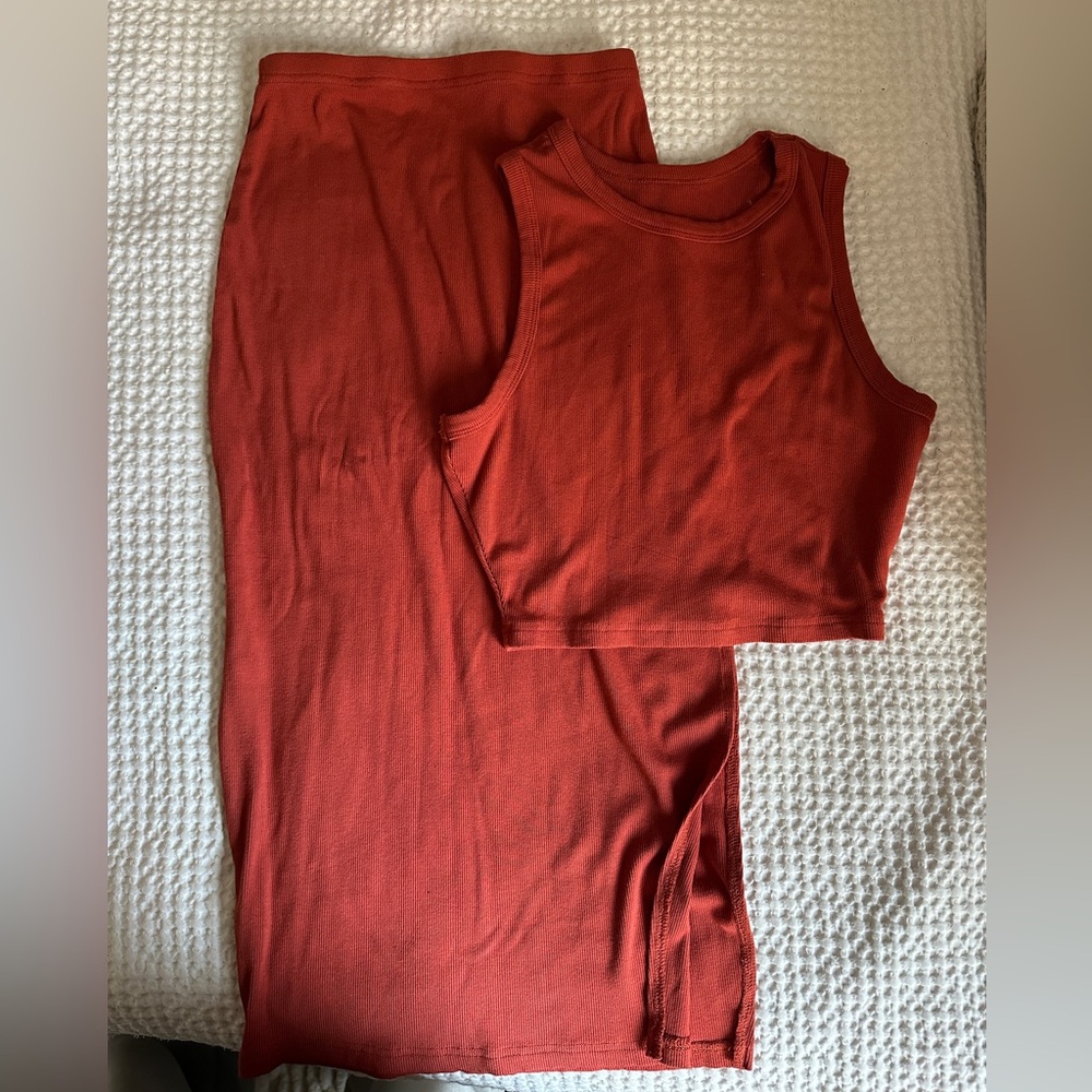 Rust Red Top and Skirt Set